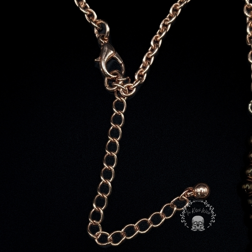 ROSE Gold Toned Faux Howlite Bib Statement Necklace with Rhinestone Accents - Picture 5 of 5